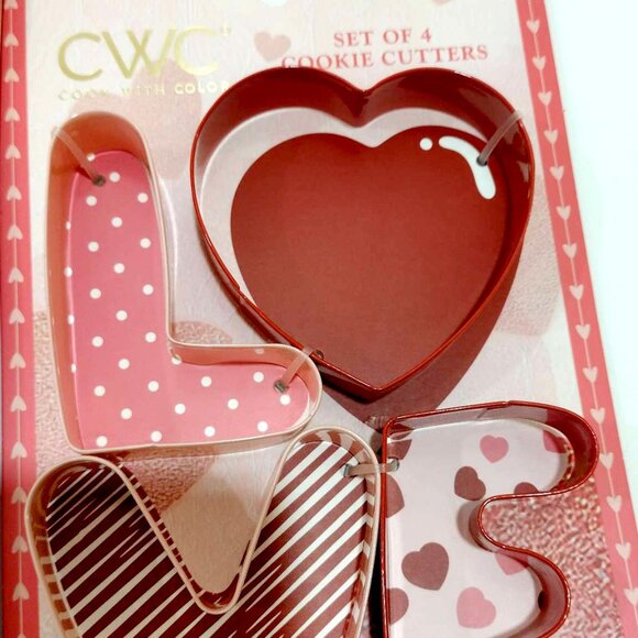CWC Heart Themed 2 Piece Spatula Set Red And Pink Hearts And 4 Pc Cookie Cutter - Picture 4 of 4
